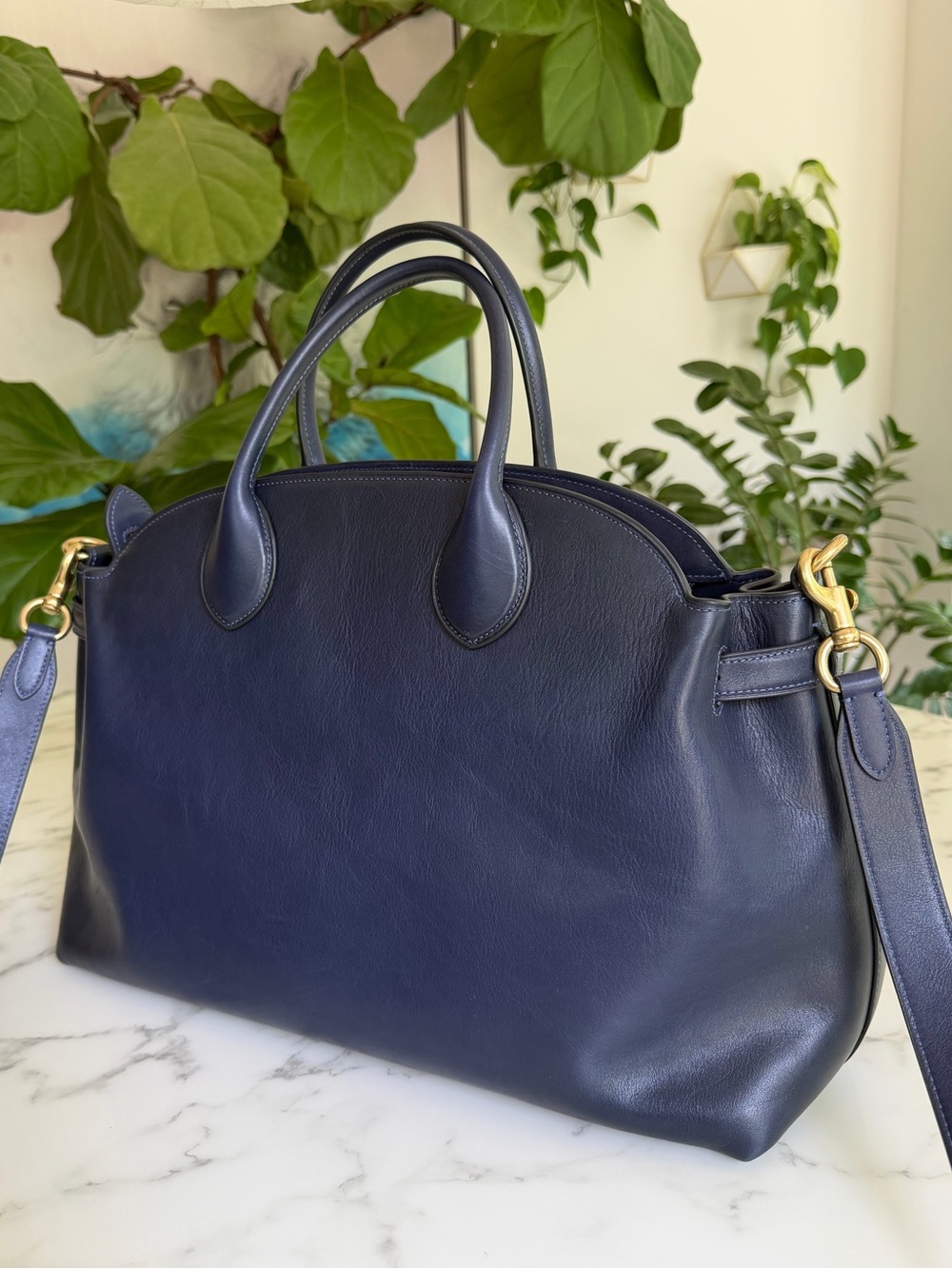 Coach Soft Empire Carryall Bag 40 Burnished Navy Blue XL Crossbody Satchel CW616 - Picture 5 of 16